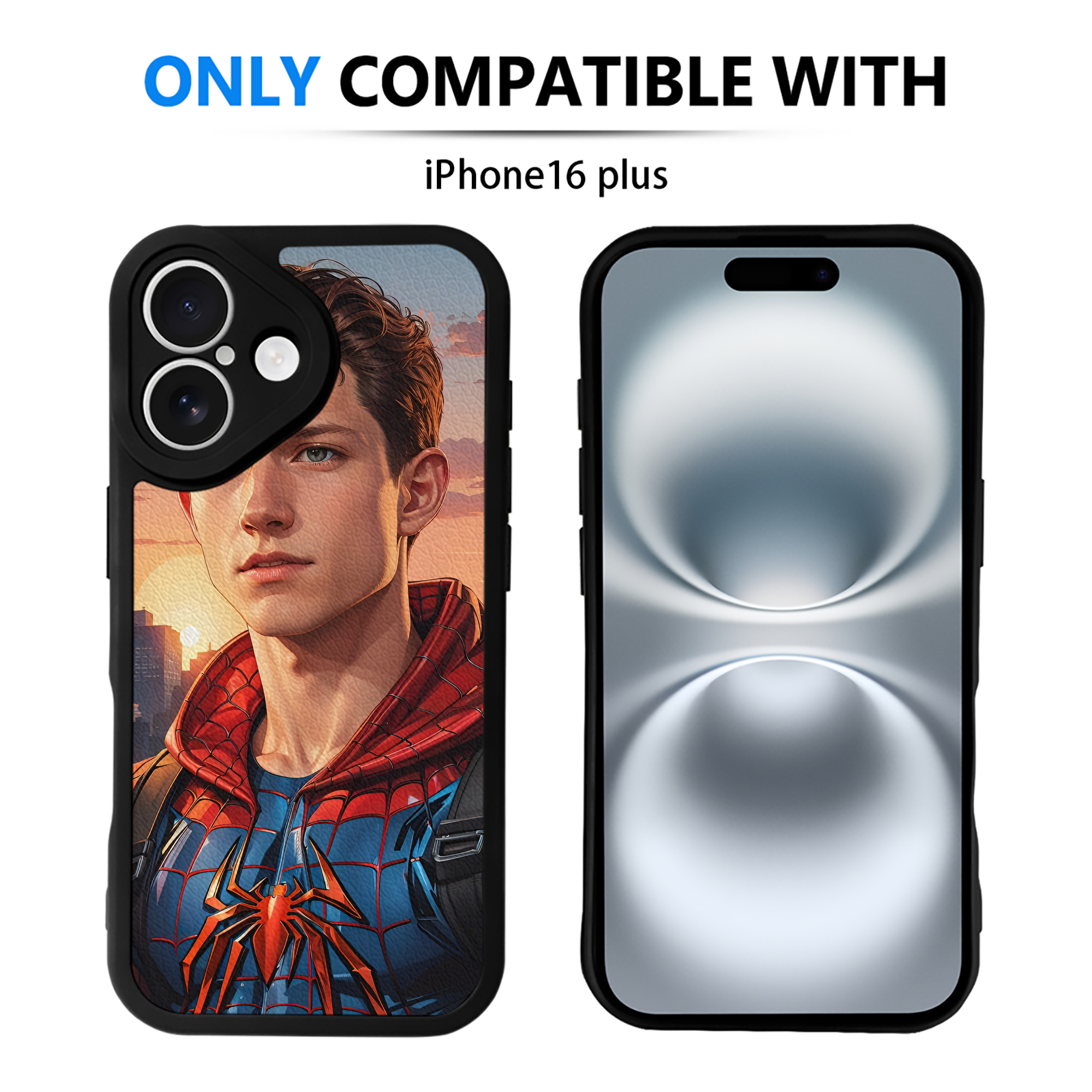 （画像用） Spider Man スパイダーマン 【iPhone 16シリーズ対応】シリコンスマホケース（レザー調） 材質：シリコン